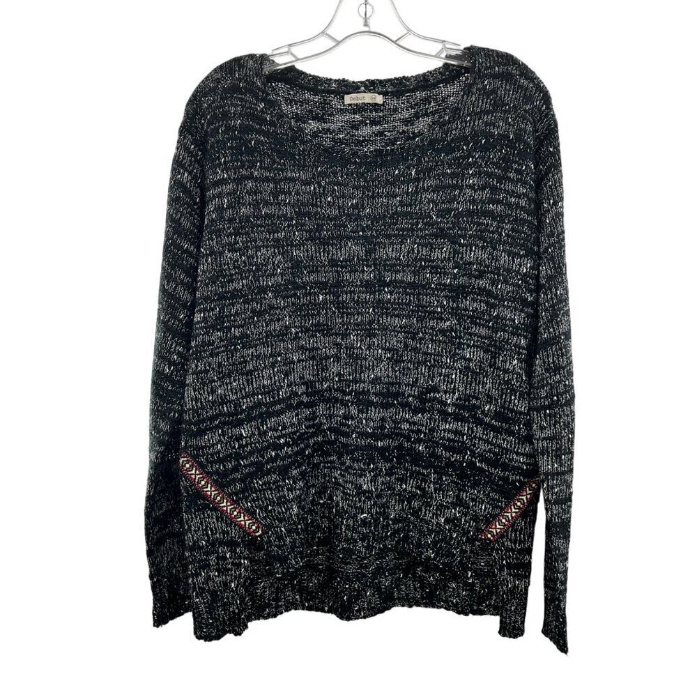 Debut Women's Knit Pullover Sweater Black/Multi Size S/M